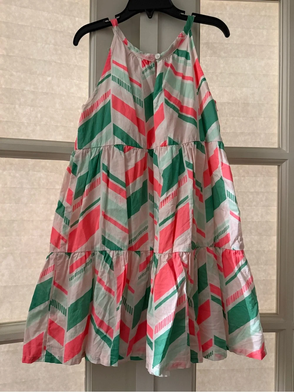 Gymboree Pink and Green Chevron Tiered Sundress